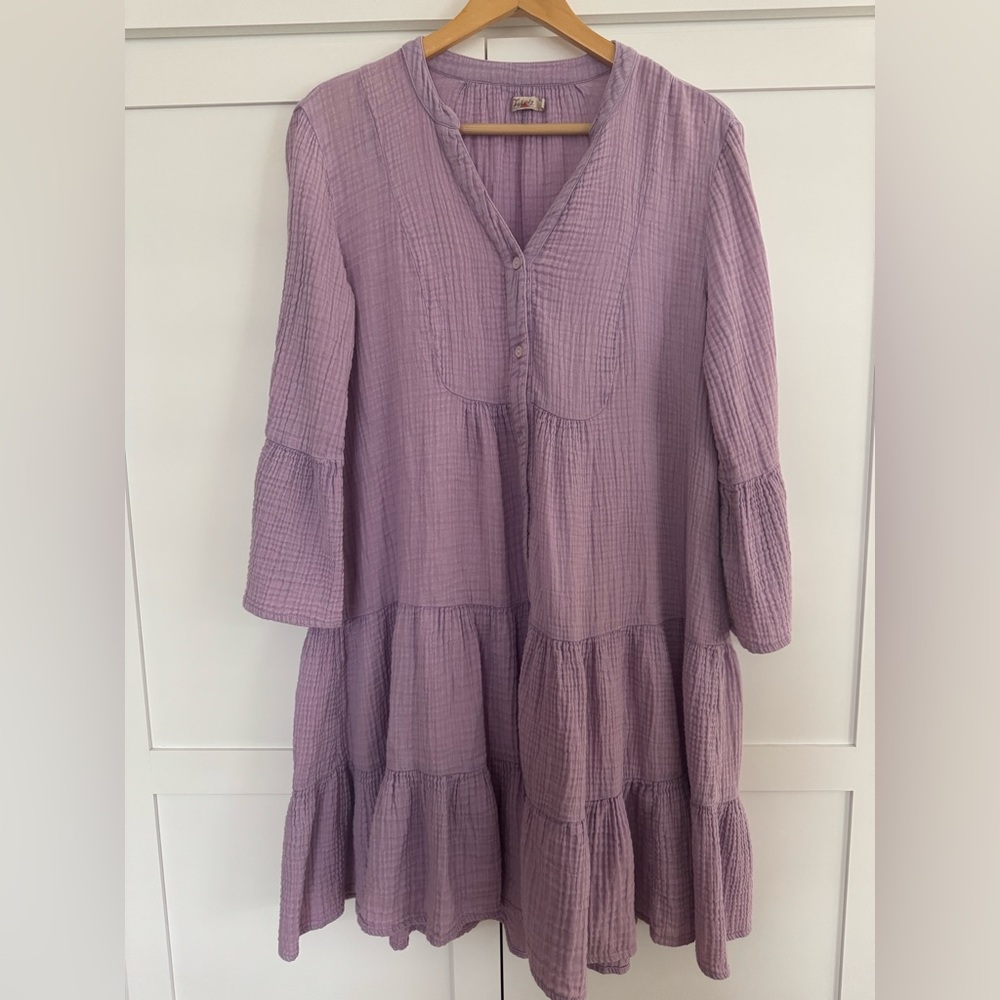 Faherty oversized Purple Tiered Dress XS